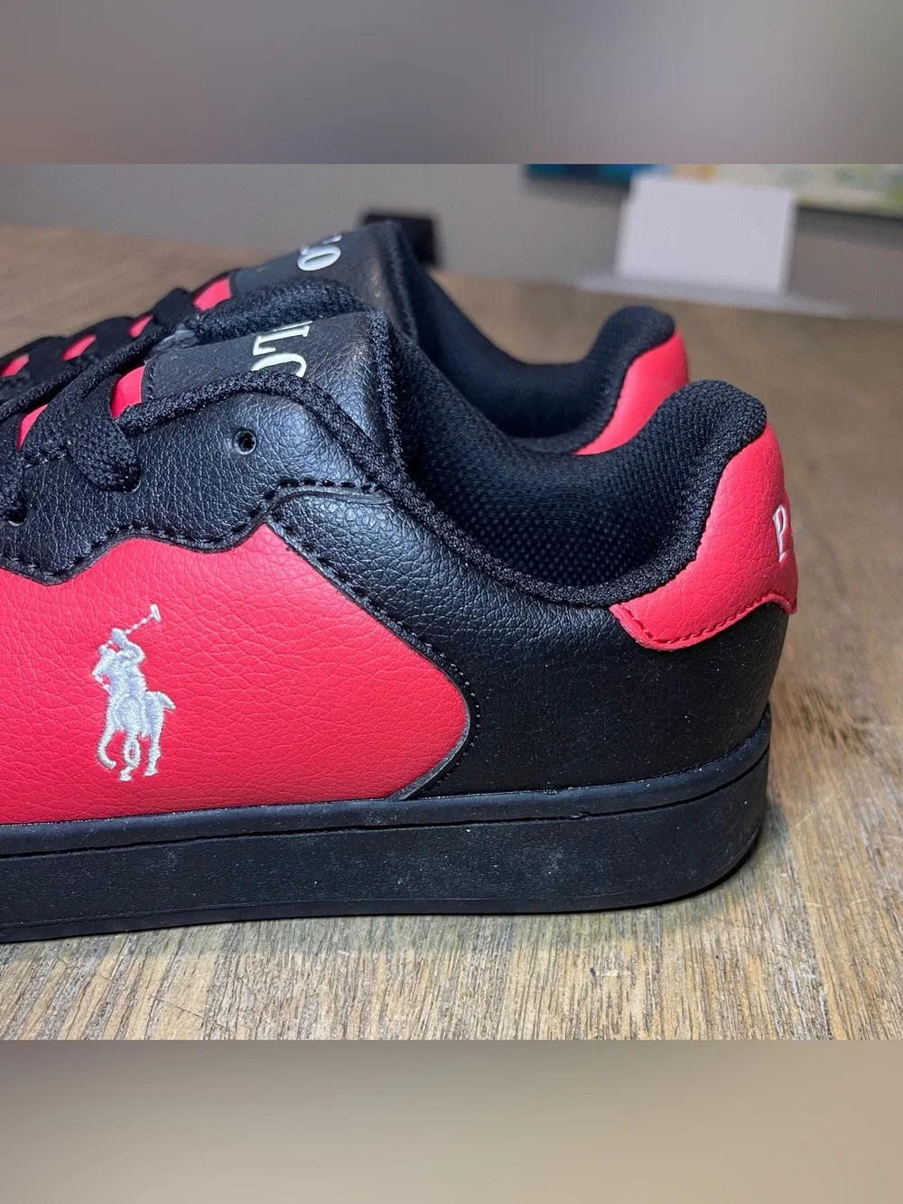 Polo By Ralph Lauren Blk/Red Sneakers, Youth Size 6
